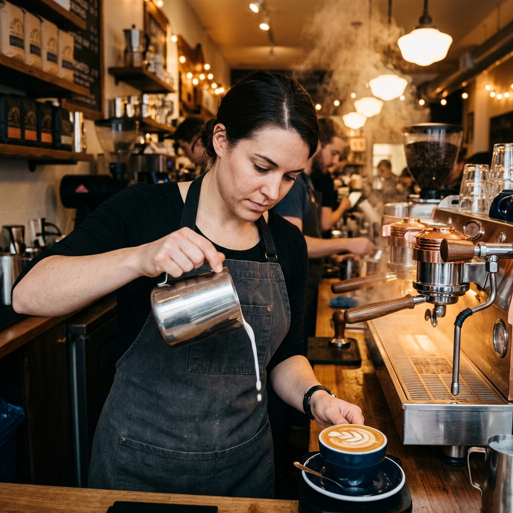 Barista Pouring Latte Art
